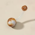 thumbnail image 4 of Belly Button Ring Transparent Rod Faux Marble Navel Bar Belly Ring Piercing Jewelry for Party, 4 of 7