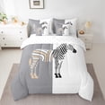 thumbnail image 2 of Homewish Teenagers Animal Zebra Bedding Comforter Set 7pcs,Abstract Geometric Stripes Queen Bedding Sets Super Cozy,Black Grey White Queen Sheet Sets,Ultra Soft Home Decor,Reversible, 2 of 8