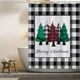 thumbnail image 5 of Merry Christmas Shower Curtain Buffalo Check Plaid Trees Shower Curtains Farmhouse Bathroom Decor with 12 Hooks,72 x72 Inches, 5 of 5
