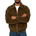 thumbnail image 6 of Qgtaibl Corduroy Jacket for Men Vintage Solid Color Zip Up Bomber Coat Loose Fit Lapel Causal Outwear with Pockets Coffee L, 6 of 8