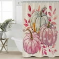 thumbnail image 2 of 72x78 Inch Shower Curtain Pink Pumpkins Fall Bathroom Decor Waterproof Fabric Bathtub Bath Curtains Decorative Grey Pumpkins Harvest Thanksgiving Extra Long Shower Curtain Set with Hooks, 2 of 6