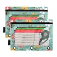 thumbnail image 2 of ALAZA 2 Pack Pencil Pouch Flowers Hand Draw Pencil Case for 3 Ring Binder Clear Window Pencil Bag Organizers, 2 of 6