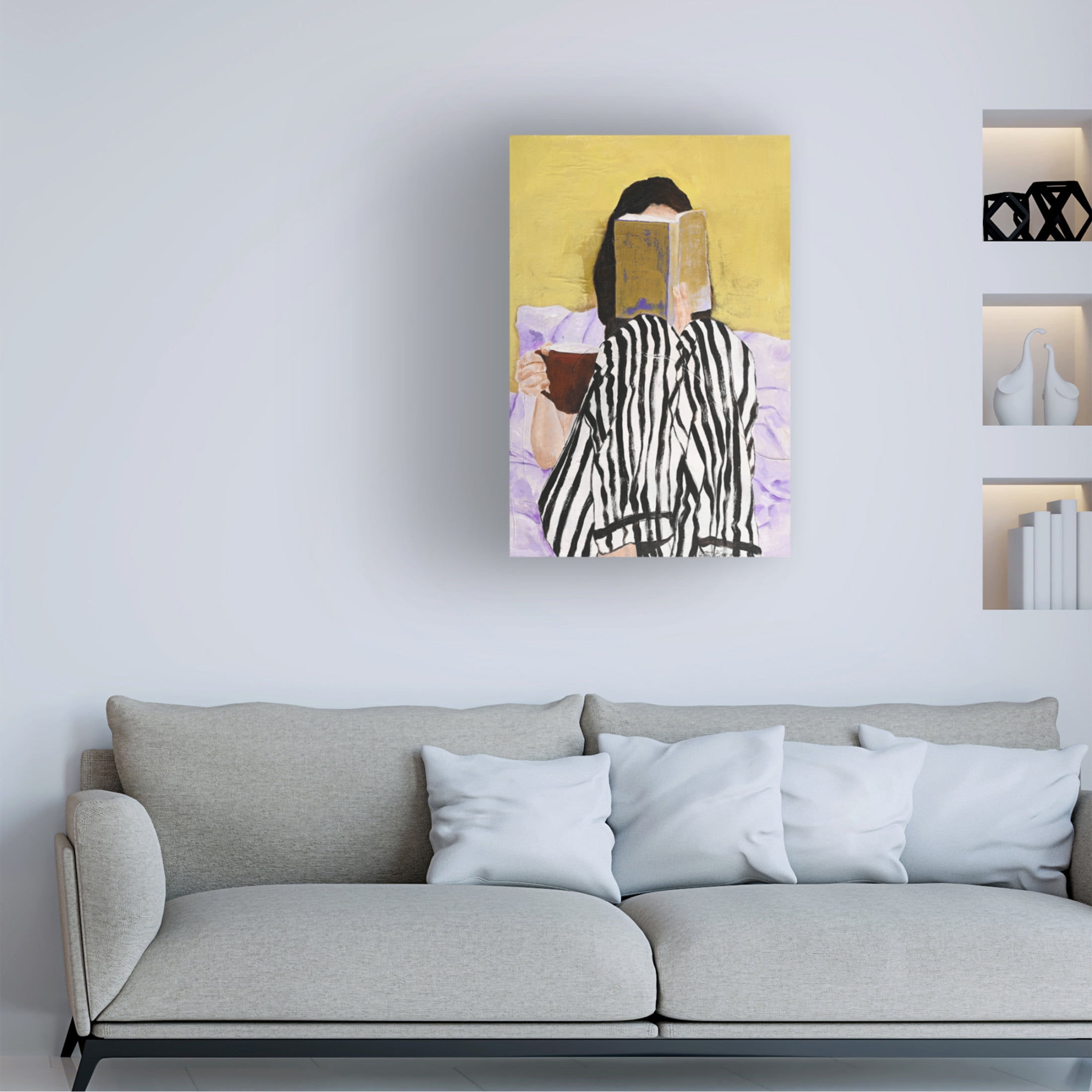 Canvas Wall Art - Design Fabrikken 'Reading' Wall Art for Living Room, Bedroom, or Office Décor by Trademark Fine Art - 16 x 24 Inches