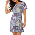 thumbnail image 2 of Uemuo Lavender Flowers Pattern Women’s Nightdress – Casual Sleep Shirt, Soft Relaxed Fit Short-Sleeved Cotton Sleepwear for Home, Bedtime, and Lounging, 2 of 6