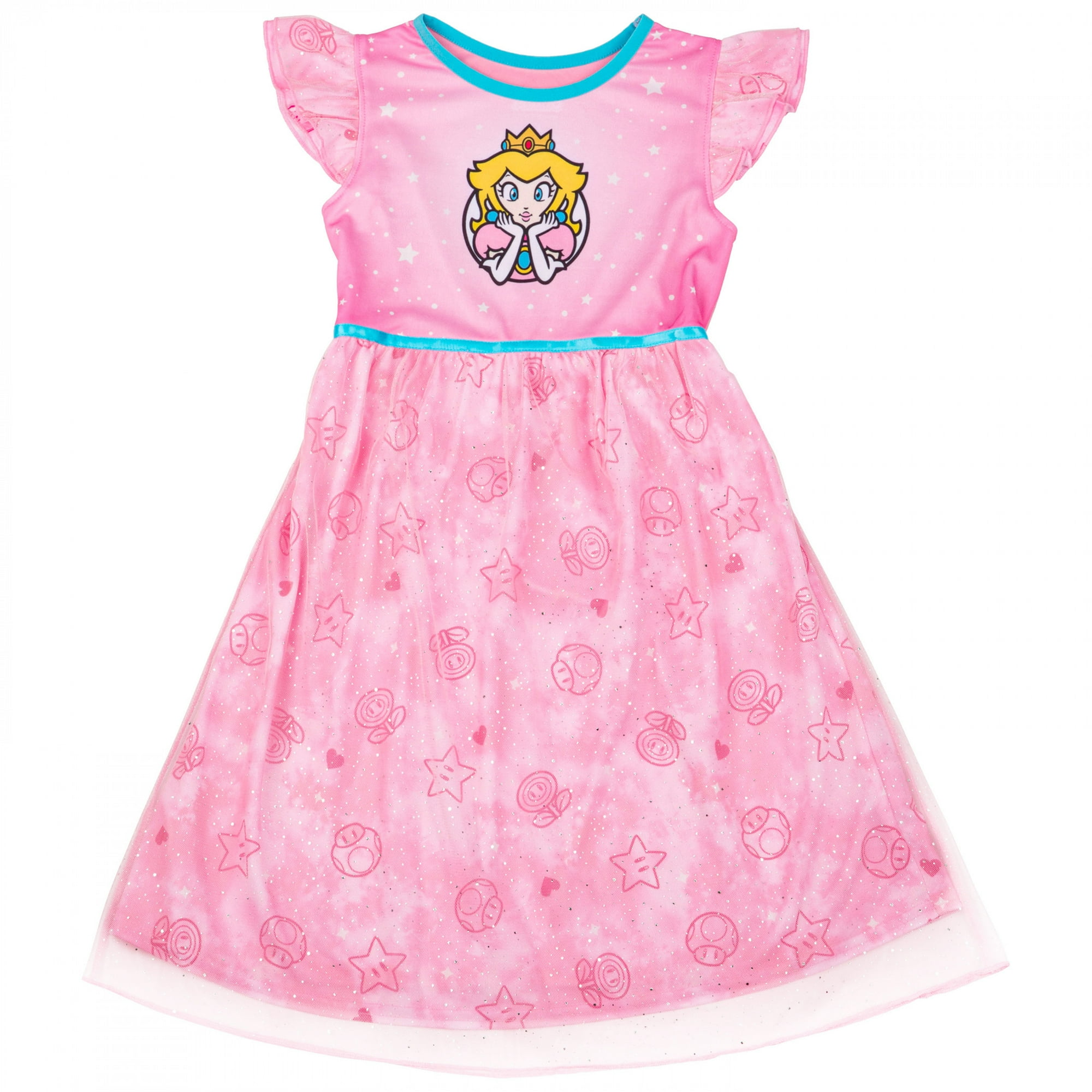 Super Mario Bros. Princess Peach Girl s Gown Pajamas Size 6 Walmart