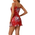 thumbnail image 3 of INSPIRAR CHIC Camisones de Satén para Mujeres Ropa de Noche Vestido de Seda Mini Lencería Floral S Rojo, 3 of 6