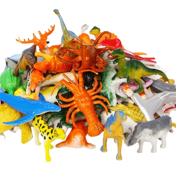Lomimos 60 Piezas Mini Figuras de Animales Juego de Juguetes Figuras de Animales Realistas en Miniatura Surtidas Modelo Decoración de Pasteles para niños Cumpleaños Navidad Fiesta de Aprendizaje Educa