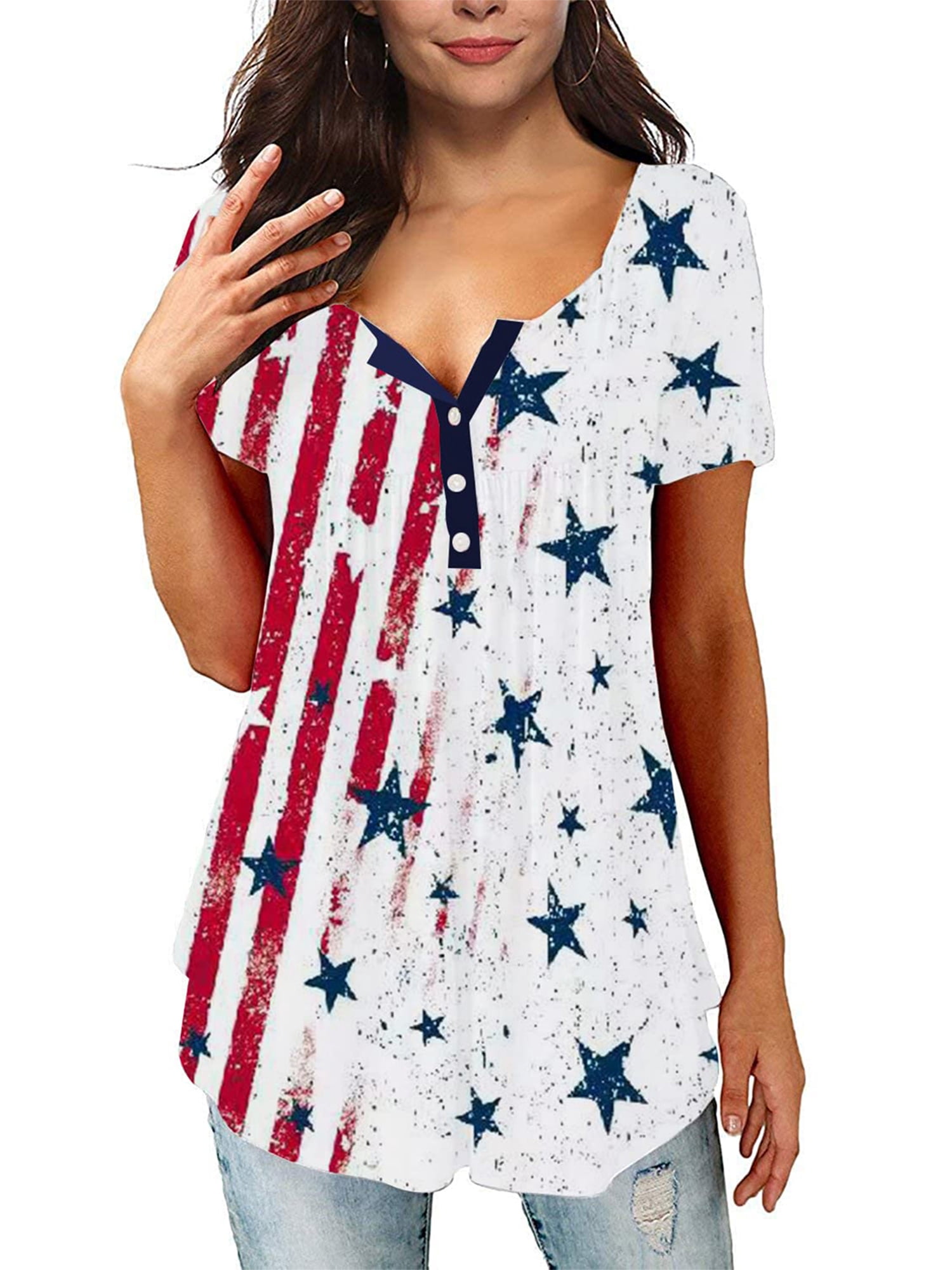 American Flag Patriotic Blouse Buttons 