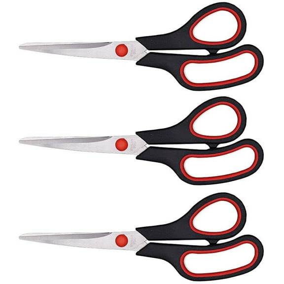 Scissors, Multipurpose office Scissors,8.5 Inch Ultra Sharp Shears, Comfort-Grip Handles Household scissors，Sturdy Sharp Craft Supplies - Pack of 3, Right/Left Hande