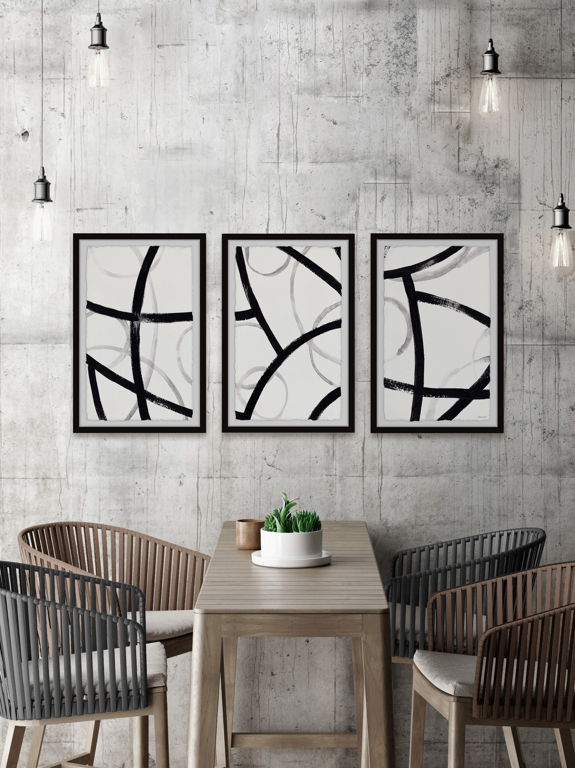Marmont Hill Black and White Patterns Triptych
