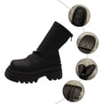 thumbnail image 3 of Pu Leather Ankle Chunky Heels Chunky Sole Boots Slip On Booties Shoes Back Zipper Design, 3 of 5