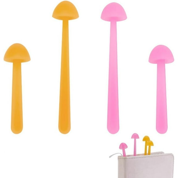1box 4pcs Mushroom Bookmarks Magic Sprout 2 Sizes & Colors Soft Flexible Silicone Plant Book Pages Markers Book Lover Gifts for School Office Teachers Students Classrooms Reading Book Decoration