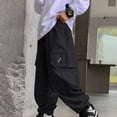 thumbnail image 2 of Boys Cargo Joggers Pants Elastic Waist Loose Fit Black Casual Jogging Trousers Bottom for Kids Fall 15-16 Years, 2 of 4