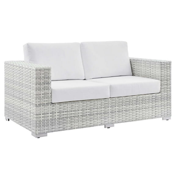 Modway Convene Outdoor Patio Loveseat in Light Gray White