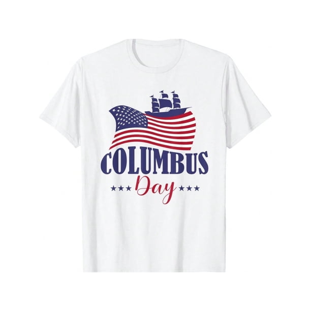 Columbus Graphic Design For Women Kids Gift Unisex T-Shirt Short Sleeve Crew Neck Casual Top for Spring & Summer, Lightweight Summer & Spring Tee, Machine Washable, Nontransparent Fabric