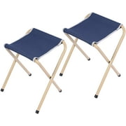 REDCAMP 2-Pack Folding Camp Stools for Adults, 15-inch Tall Sturdy Heavy Duty Portable Camping Stools for Fishing Sitting, Hold 300lbs Heavy People, Blue-2 Pack