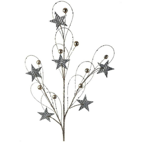 34" Glitter Star Ball Loop Spray: Gold/Silver