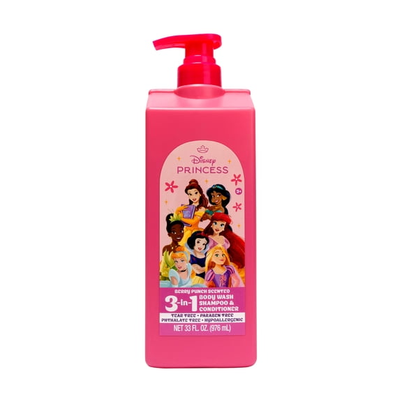 Disney Princess 3-in-1, Shampoo, Conditioner, and Body Wash, 33 fl oz, Berry Punch Scented