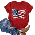 thumbnail image 4 of Sexlip Womens Swimsuit Set Watercolor Flag Print Cover Up Design Crew Neck Short Sleeve Casual Silhouette Sun Protection Fabric for Beach Wear Red M, 4 of 4