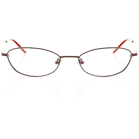 Unisex Optical Eyewear - Oval Shape, Metal Full Rim, Burgundy
