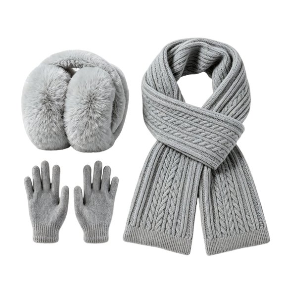 hengsof 3PC Kids Winter Earmuff Gloves Scarf Set,Girls Toddler Children Thickened Earmuff Knit Neck Warmer Gaiter Mittens Fleece Set 3-12Y