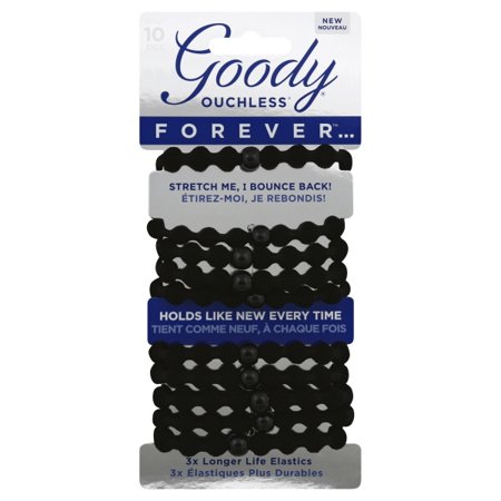 Goody Forever Black Hair Elastics Long Lasting Hair Ties 10 Ct