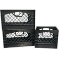 thumbnail image 2 of Juggernaut Storage Heavy-Duty Plastic Milk Crate Bundle 2-24QT 1-16QT Black, 2 of 2