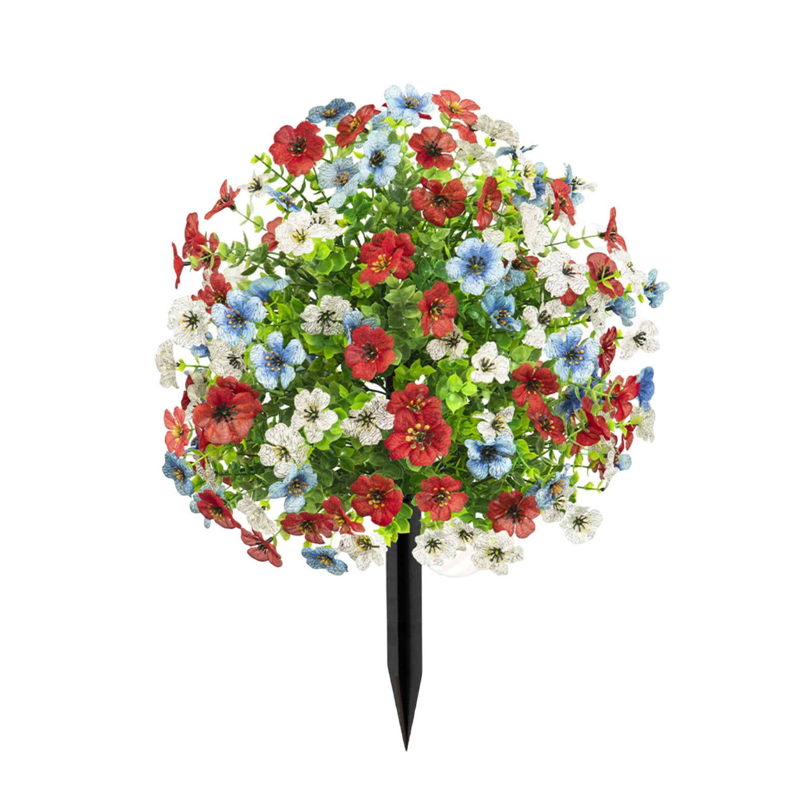 Artificial Topiary Ball Flowers, UV Resistant Faux Flower Bush with Ground Spike, Faux Greenery Shrubs, Realistic Fake Bushes Plants, No Watering Fake Floral Arrangement for Garden, Patio, Porch