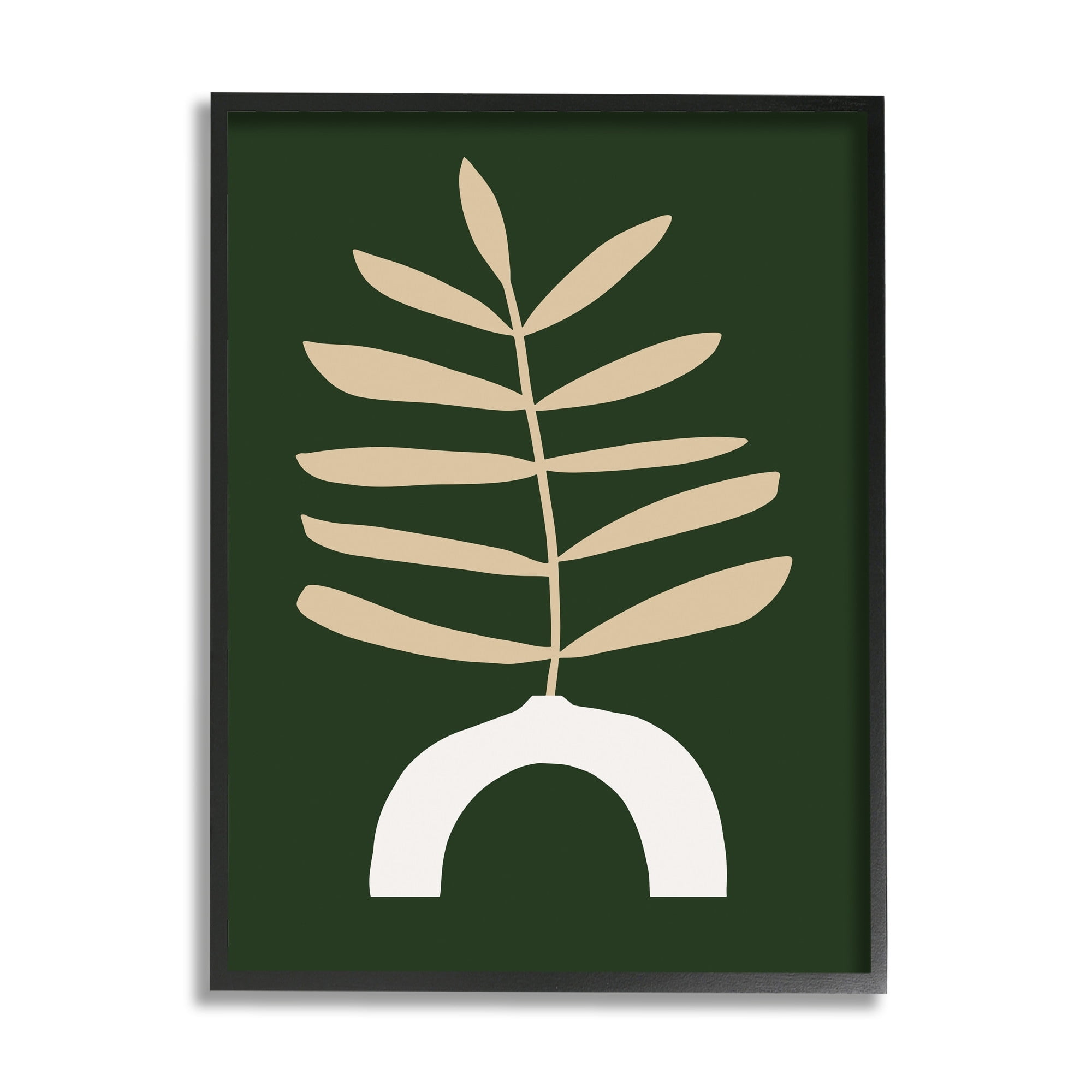 Yellow Plant in Unique Vase Over Green 11 in x 14 in Framed Painting Art Print, by Stupell Home Décor