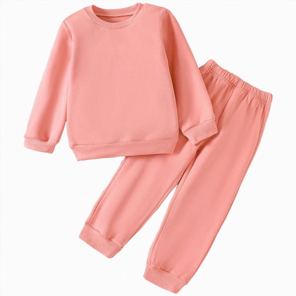 TOWED22 Kids Toddler Girl Fall Winter Outfits 2pcs Long Sleeve Soft Top and Pants Set Cute Print Clothes Clothing Set(Pink,5-6 Y)