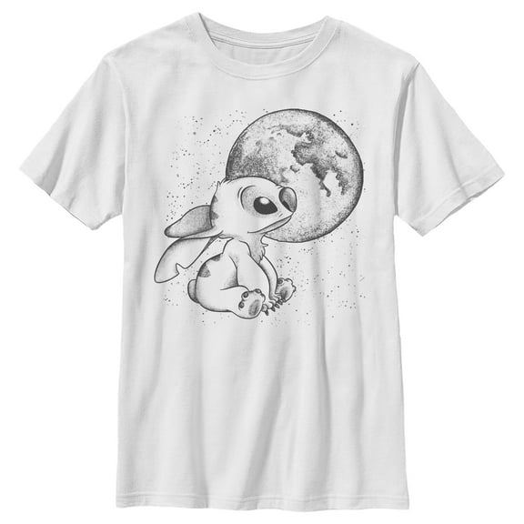 Boy's Lilo & Stitch Moon Sketch Stitch Graphic Tee White X Large