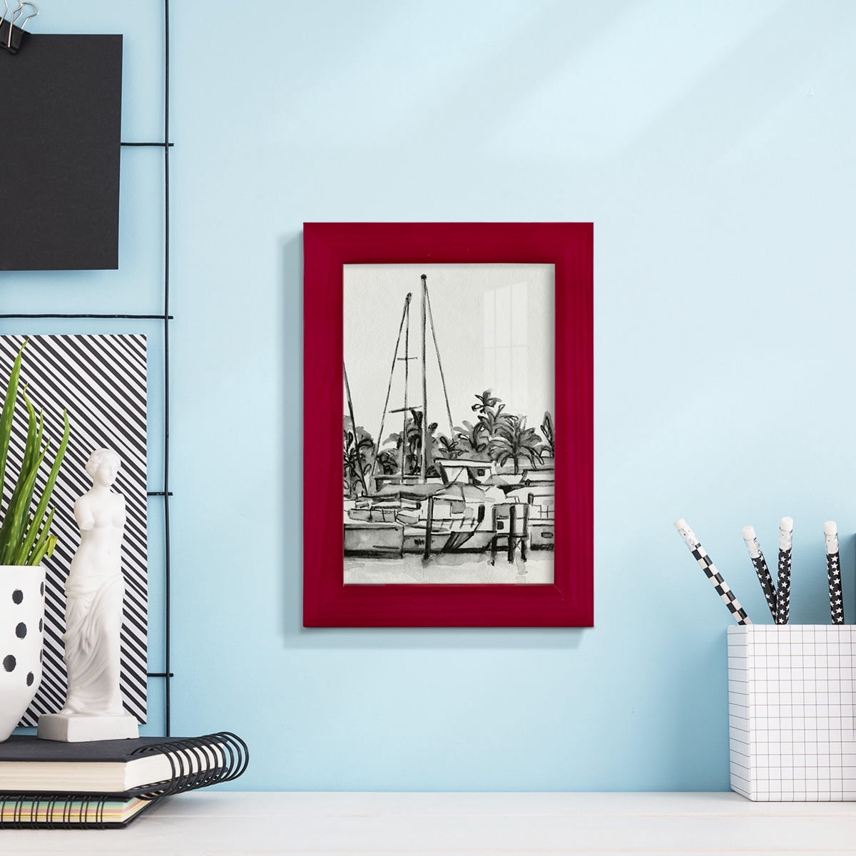 Neutral Tropics IV - Framed Print w/glass - Cherry Red