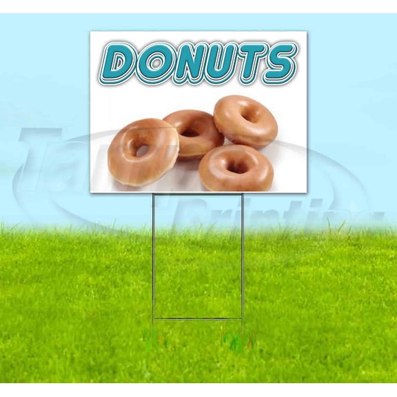 Donuts (18" X 24") Yard Sign, Includes Metal Step Stake