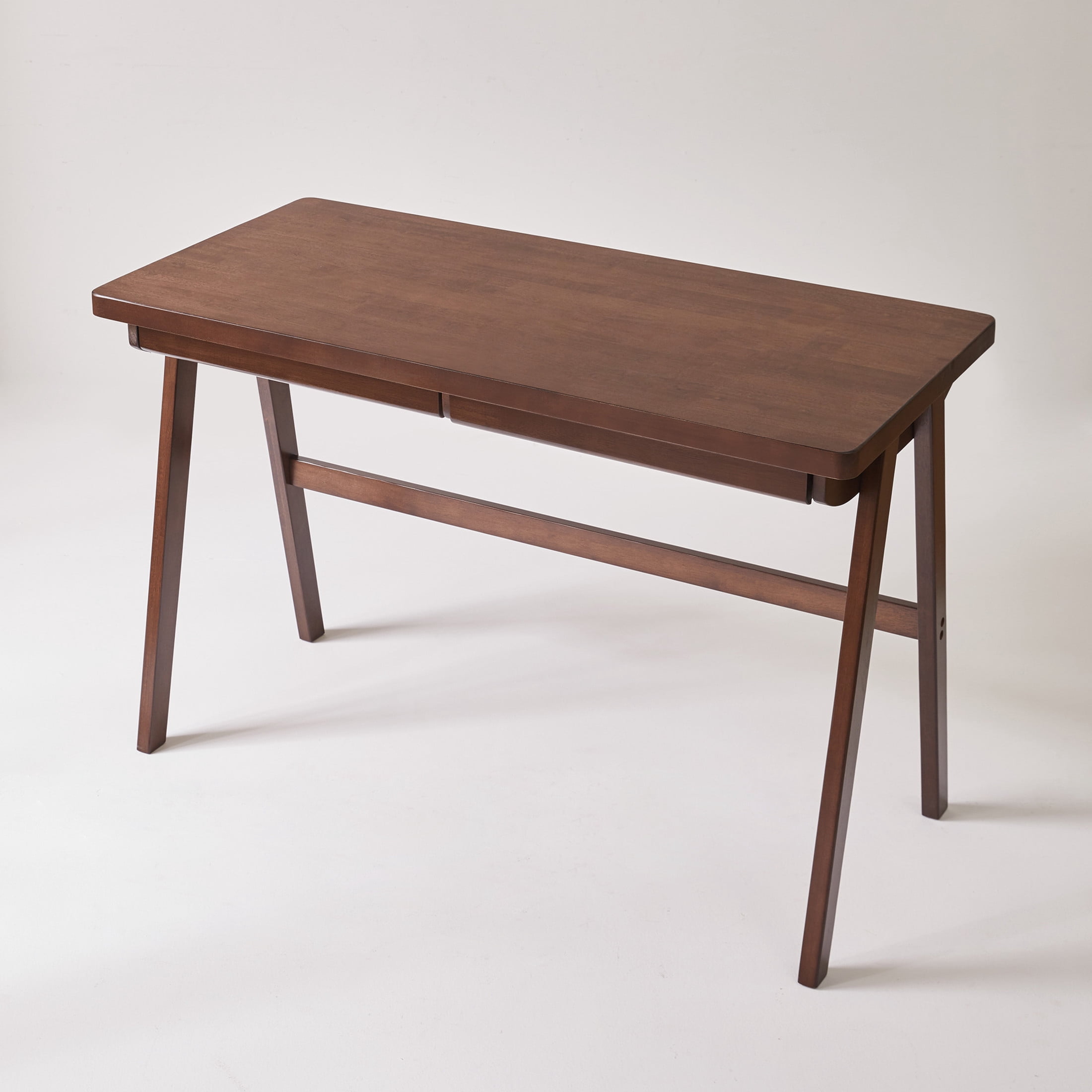 Noble House 47.24" Solid Wood Computer Desk with Drawer, Writing Desk with 1.38" Thick Desktop, Walnut