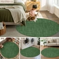 thumbnail image 6 of Dark Green 8ft Round Rug, Farmhouse Burlap Solid Green Color Modern Linen Texture Non-Skid Rubber Backing Large Area Rugs - Living Room Bedroom Home Office, Indoor Floor Mat Carpets Washable Rug, 6 of 9