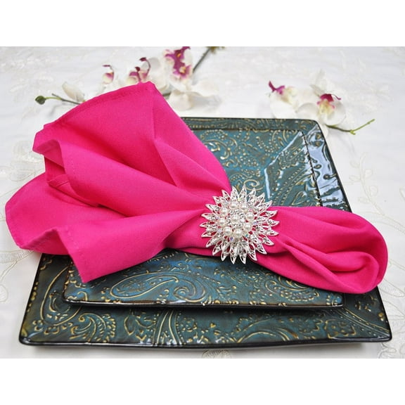 Wedding Linens Inc. (10 pcs) 20" x 20" Polyester Linen Napkins - Fuchsia