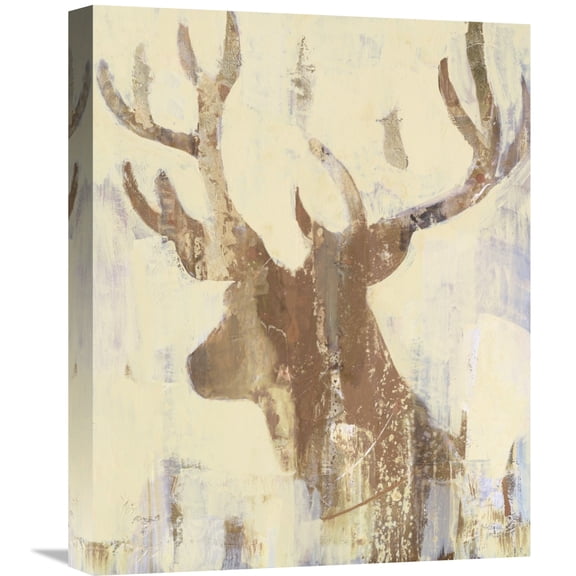 Global Gallery Albena Hristova 'Golden Antlers II Neutral Grey' Canvas Wall Art
