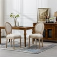 thumbnail image 5 of Farmhouse Upholstered Antique Painting Linen Barstools, Retro Dining Chairs with Solid Wood Frame and Legs, Armless Kitchen Chairs with Oval Back, Parson Chairs(Cream,Set of 8), 5 of 11