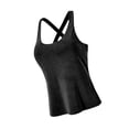 thumbnail image 3 of Camiseta sin mangas de yoga para mujer, sujetador acolchado, portátil, para entrenamiento, ejercicio, elegante, de nailon, para pilates, fitness, ropa M negro, 3 of 9