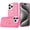 Hotpink, variant on For iP15 Pro Max Crystal Glass Diamond with Metallic Buttons and Edges Hybrid Case - Rose Gold
