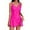 Hot Pink, variant on Women V-neck Swimsuits Waist-fitted Bathing Dress Smooth Elastic Fabric Beach Pool Swimwear For Daily Use,Size:S