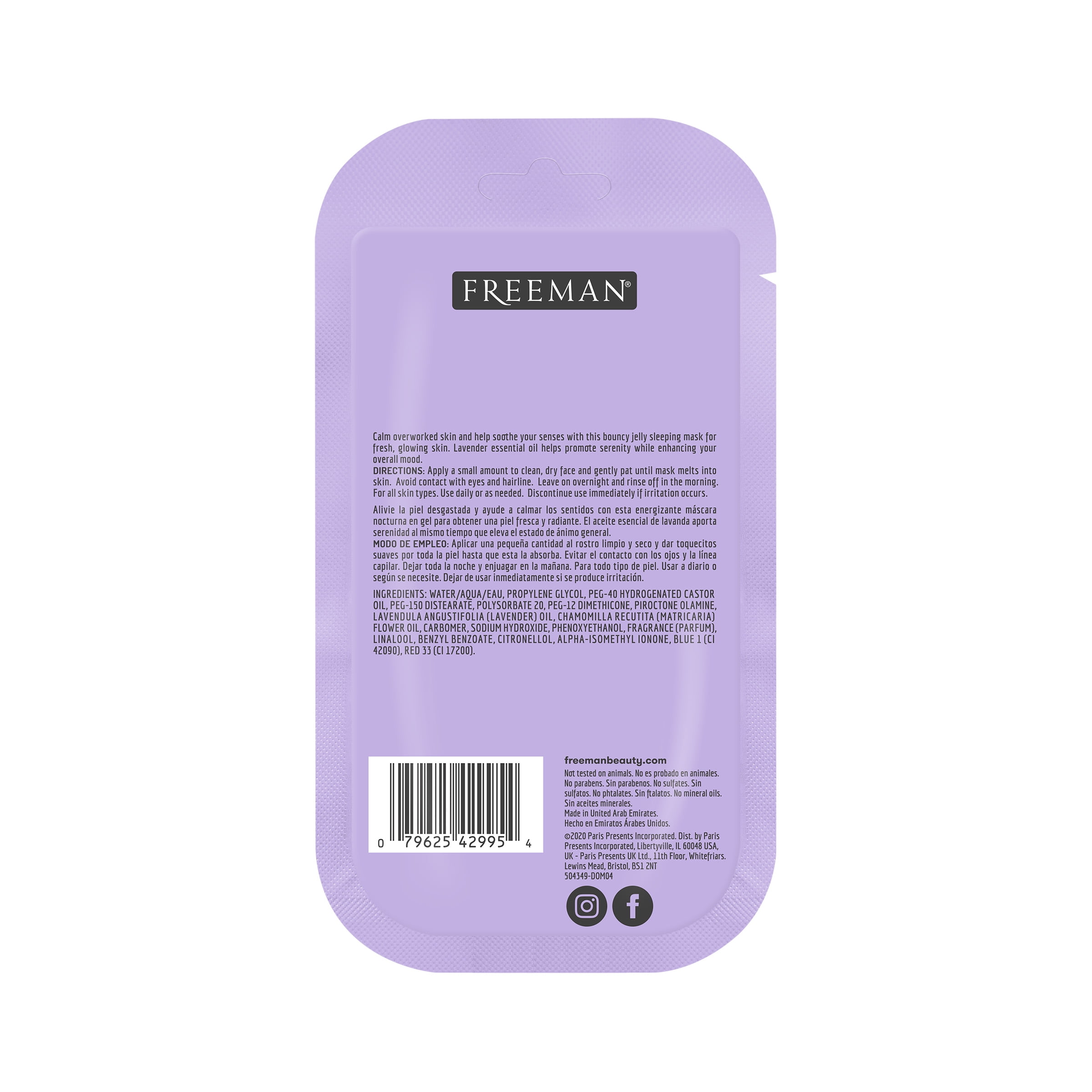 Freeman Calm Jelly Sleeping Facial Mask, Wash-off, for All Skin Types, 0.33 fl. oz., 2 Pack