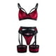 thumbnail image 2 of Gibobby Conjunto de lencería de encaje Conjunto de lencería sexy de encaje suave para mujer, ropa interior transparente con aros de encaje floral(Rojo, CH), 2 of 5