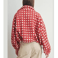 thumbnail image 4 of Women's Checkered Sherpa Jacket Long Sleeve Fuzzy Cropped Fleece Jackets Winter Casual Loose Teddy Outerwear Coats, 4 of 6