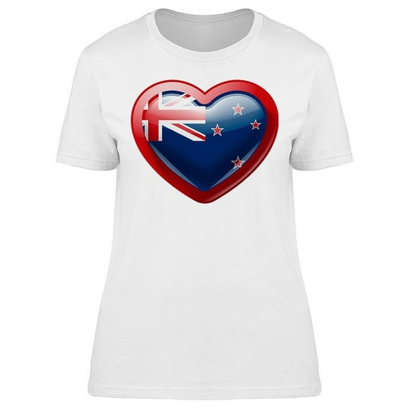New Zealand Flag Heart T-Shirt Women -Image by Shutterstock, Female Small