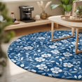 thumbnail image 3 of Round Area Rugs 7Ft, Blue White Floral Non-Slip Washable Circle Rugs Carpet, Farmhouse Retro Botanical Leaves Indoor Outdoor Rug Floor Mats Throw Runner for Bedroom Living Room Bathroom, 3 of 8