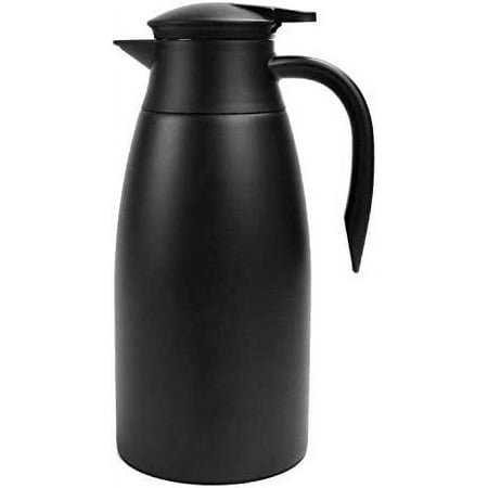 SSAWcasa Coffee Carafe Airpot 68oz Insulated Coffee Thermos Urn Stainless Steel Vacuum Thermal Pot Flask for Coffee, Hot Water, Tea, Hot Beverage - Keep 12 Hours Hot, 24 Hours Cold (Black)