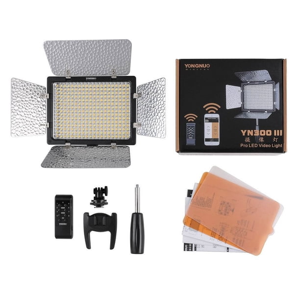 Luz LED para cámara de vídeo YONGNUO YN300 III con temperatura de color.