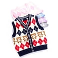 thumbnail image 5 of Toddler Little Girls Sweater Vest Knitted Sleeveless Button Down V-Neck Knitwear Sleeveless Sweater for Spring Autumn Winter, 5 of 6