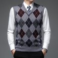 thumbnail image 5 of Suéter sin mangas con cuello en V para otoño e invierno para hombre con chaleco de lana Suéter sin mangas para papás de mediana edad y mayores Suéter cálido Chaleco de moda, 5 of 5